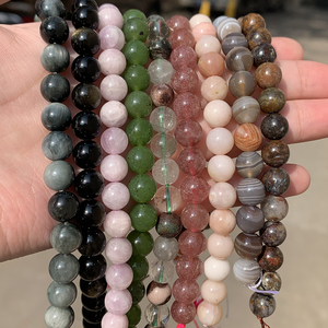 Perles en pierre naturelle <span class=keywords><strong>de</strong></span> haute qualité 6/8/10MM (Quartz Rose/Jade/<span class=keywords><strong>Malachite</strong></span>) pour la fabrication <span class=keywords><strong>de</strong></span> bijoux, 7,5'' Kuoyu F03598-F03610 - Product Image 3