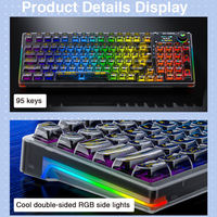 Teclado Mecánico Inalámbrico para Juegos AULA F98PRO con Retroiluminación RGB Personalizable, Intercambiable en Caliente por Bluetooth para Windows/Mac, Luz Azul
