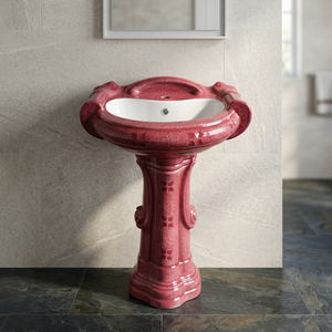 Italian Style White Marble Look Ceramic Cylindrical Pedestal Wash Basin Premium Bathroom Sink - Product Image 4