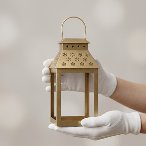 Wholesale Latest Snowflake Cutout <b>Gold</b> Metal Candle <b>Lantern</b> for Christmas Holiday Home Decoration - Product Image 2