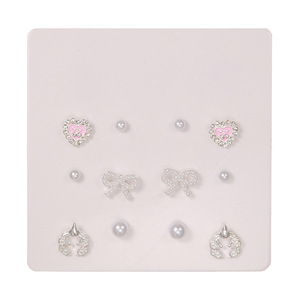 Ensemble de 6 paires de boucles d'oreilles tendance, design géométrique irrégulier argenté, style coréen, petites et simples, pour femme, bijoux de fête - Product Image 5