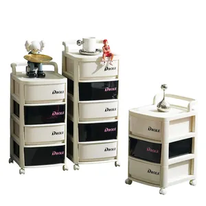 China Golden Supplier Multifunction Handle Trolley Plastic Cabinet Household Storage Drawer with Wheels