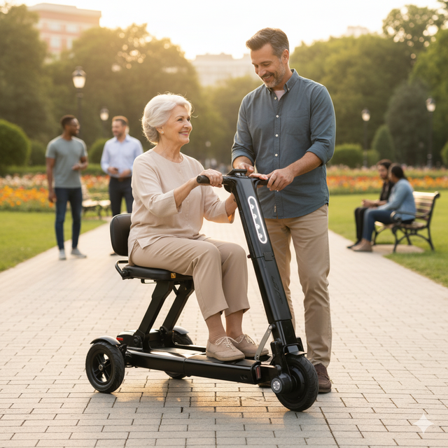 Folding Electric Mobility Scooter Lightweight Portable Adult Scooter for Elderly Short Distance Travel