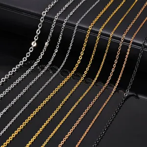 wholesale DIY 18k gold plated rolo chain 316 L stainless steel link chain necklace for jewelry making