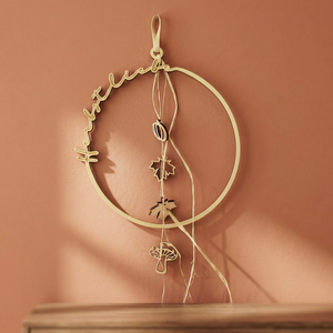 Corona redonda de metal hecha a mano con hojas de otoño y decoración de setas para el Día de Acción de Gracias, estilo rústico - Product Image 4