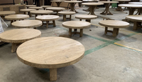 Meubles anciens en gros, table basse ronde en bois rustique classique