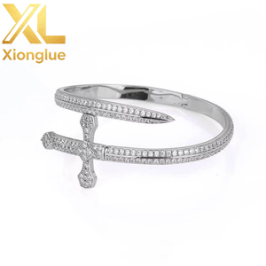 Hip-hop Glitter Chilled Men's Crystal Zirconium Brass Gold Zulfiqar Sword <b>Bracelet</b> - Product Image 2