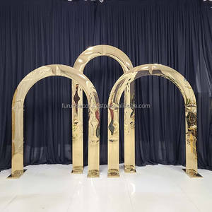 Furun usine personnalisé or miroir fleur cadre en acier inoxydable mariage arc toile de fond support fête événement décoration - Product Image 1
