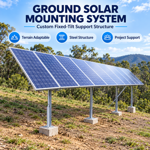 Système de montage solaire au sol à inclinaison fixe sur mesure pour projets photovoltaïques sur pentes et terrains accidentés - Product Image 1