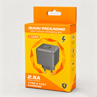 Caja de Embalaje de Papel con Orificio para Colgar, para Accesorios Electrónicos, Caja Plegable para Cargador Rápido de Pared Tipo-C, Productos Impresos en Offset con Imagen