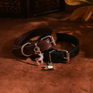 Collares para mascotas de cuero PU impermeables con temática navideña para perros, gatos, pequeños, medianos y grandes - Product Image 1