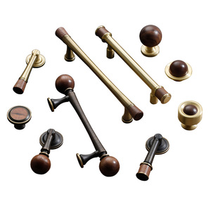 LCCDIS Vintage Wood Brass Cabinet Door Handle Bar Nordic Style Single Hole For Wardrobe Furniture Hardware - Product Image 3