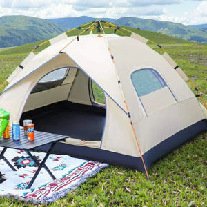 Camping Tent 2-4 People One Bedroom Four-Season Waterproof Oxford <b>Outdoor</b> Sun <b>Shelter</b> Window Quick Automatic Opening Foldable - Product Image 1