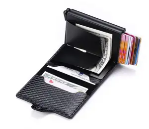 Top Fashion Blocking Double Aluminum Cases Pop-up Custom Logo Wallet Credit Card Holder