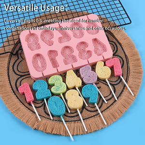 قالب سيليكون قابل لإعادة الاستخدام على شكل أرقام لتزيين المصاصات والحلوى الصلبة والشوكولاتة والكيك مع أدوات الخبز والمعجنات - Product Image 5