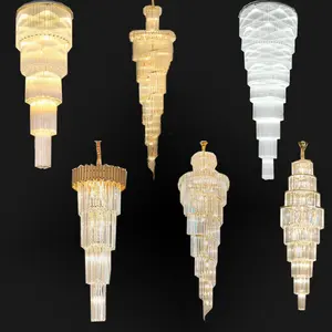 Lámpara dorada de lujo para Hotel, candelabro de cristal grande personalizado, nuevo diseño