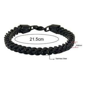 Pulseiras masculinas, braceletes masculinos de aço inoxidável banhado a preto par, acessórios de joias de hip hop - Product Image 3