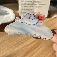 Pinces à cheveux de Pâques en gros, motif lapin nuage, en acétate, mignonnes, haut de gamme, type requin, personnalisables