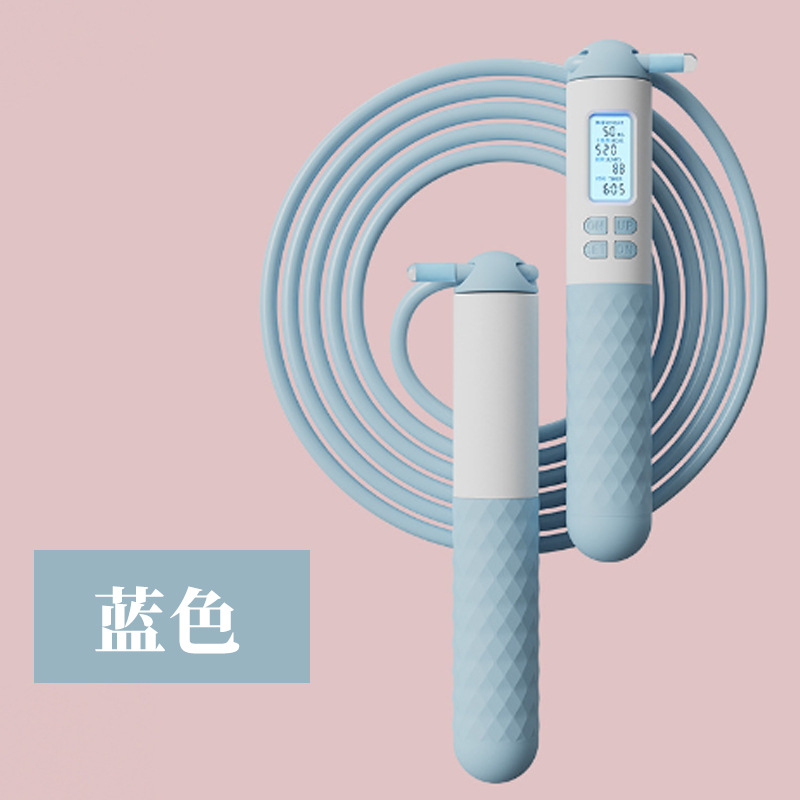 Cuerda para saltar inteligente con bola de goma (azul)