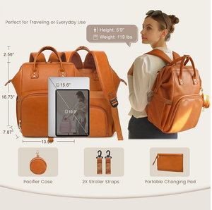 Mochila Pañalera Impermeable de 17L <span class=keywords><strong>para</strong></span> Exteriores, con Cierre de PU, Moderna, Casual, Personalizable, <span class=keywords><strong>para</strong></span> el Uso Diario del Bebé, RAYLON - Product Image 5