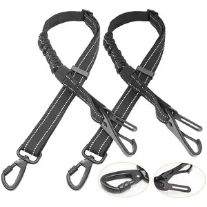 Dual purpose multi-functional car safety belt for pets reflective elastic telescopic rope traction rope