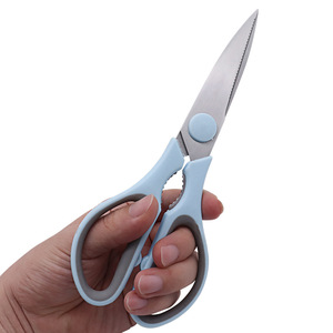 Kitchen Scissors Stainless Steel Blue Straight Head For Home Use Cutting Chicken Bones And Walnuts - Product Image 1