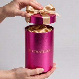 Trendy Metallic Silver Cardboard Round Cylinder <b>Box</b> for Fashion Accessories Jewelry Packaging Custom Logo Wholesale - Product Image 2