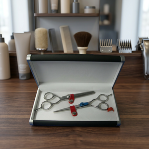 SC0245 2Pcs Professional Hair <b>scissors</b> & Hair thinnerQuality Guarantee Stainless Steel Metal <b>Sewing</b> Thread Cutter with Red Cover - Product Image 4
