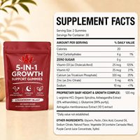 Kids Calcium D3 K2 Growth Gummies Strawberry Flavor Sugar Free Health Supplement Gummies for School Daily