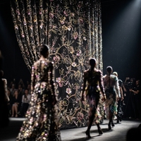 Tissu à paillettes 3D personnalisé de qualité supérieure OEM ODM pour robe de concours de beauté, vente en gros