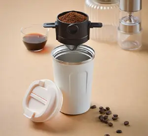 2 in 1 커피 필터 드리퍼 380ml 510ml 물 컵 뚜껑이있는 커피 머그