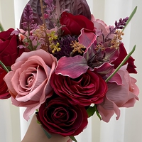 Bouquet de mariée artificiel en roses bordeaux, bouquet de mariage rouge vin, bouquet de fleurs artificielles en soie pour cérémonie de mariage et séance photo