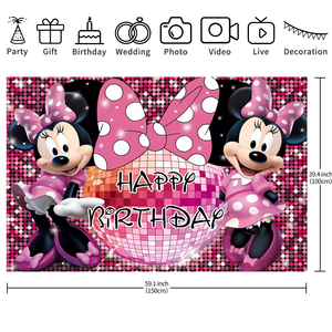 Bannière <span class=keywords><strong>de</strong></span> fond rose rouge <span class=keywords><strong>Minnie</strong></span> et Mickey Mouse, affiches pour fête d'enfants, fille, garçon, décorations <span class=keywords><strong>de</strong></span> fête d'anniversaire, fond - Product Image 6