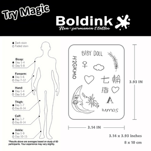 <span class=keywords><strong>Tatuaje</strong></span> Semipermanente Boldink Personalizado con Diseño de Luna y Estrella, Tinta Jagua Resistente al Agua de Larga Duración (2 Semanas) para Arte Corporal en Bebés - Product Image 4