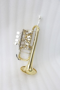 <span class=keywords><strong>Trompette</strong></span> Piccolo Focustyle FTR-480L au design allemand classique, 4 pistons rotatifs, deux tuyaux d'embouchure en Si bémol, tonalité Si bémol/A, laiton laqué or, OEM - Product Image 6