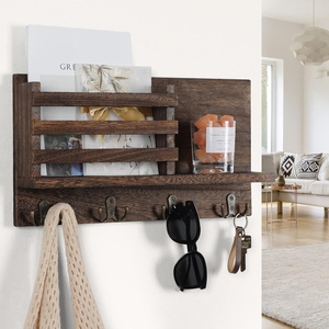 Sang Trọng Ưa Thích Bằng Gỗ Tường Treo Keychain Móc Chìa Khóa Vòng Móc Áo Lưu Trữ Chủ Giá Nổi Kệ Thư Tổ Chức Với Móc Chìa Khóa - Product Image 5