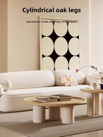Ensemble de tables basses rondes en bois massif pour salon, style Wabi-sabi, couleur crème, blanc minimaliste, design moderne, petite table basse combinée