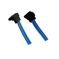 Kabel Data 6G SATA 7Pin Sudut Kanan Berlapis Kain Berpelindung Tembaga Berlapis Timah 150mm Merah untuk Perangkat Keras Komputer