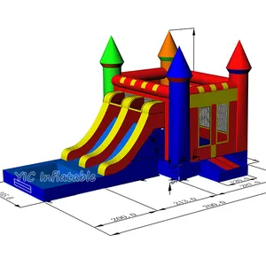 Không Khí Jumping Castle Pool Sử Dụng Thương Mại Bounce Nhà Inflatable Lâu Đài Bouncy Với Slide Nước