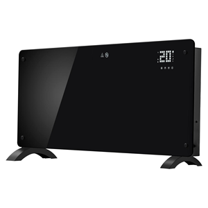 Calentador con Panel de Vidrio Negro de 2000W, Carcasa Metálica, Control Electrónico, Calentador Convector con Ruedas Móviles y Termostato con Función de Reinicio y Apagado - Product Image 1