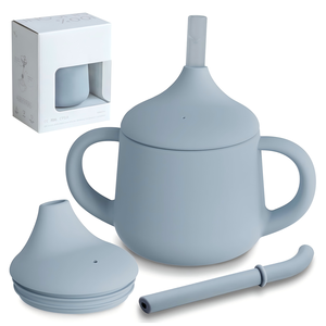 Vaso <span class=keywords><strong>de</strong></span> Silicona Ecológico Irrompible para Niños Pequeños con Tapa <span class=keywords><strong>de</strong></span> Boquilla Única, Pajita Suave <span class=keywords><strong>Independiente</strong></span> Antiderrames y Doble Asa para Alimentación <span class=keywords><strong>de</strong></span> Bebés - Product Image 1