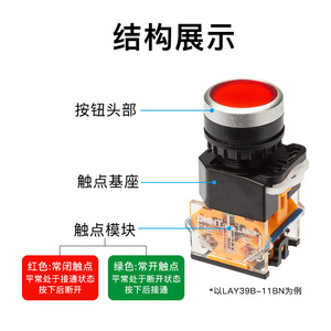Interruptor de Botón Pulsador Autoblocante Chint 11BNZSD, Indicador LA38, Material Plástico, IP67, Momentáneo, 11M Rojo, 11X Verde, 20X - Product Image 5