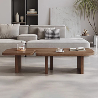 Table basse rotative en MDF de style Mid-Century Modern, design modulaire irrégulier créatif, finition noyer, pour petits appartements