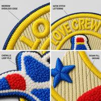 Patch brodé personnalisé, emblème en chenille, appliqué thermocollant pour veste en jean, veste de baseball, sac à dos, sacs