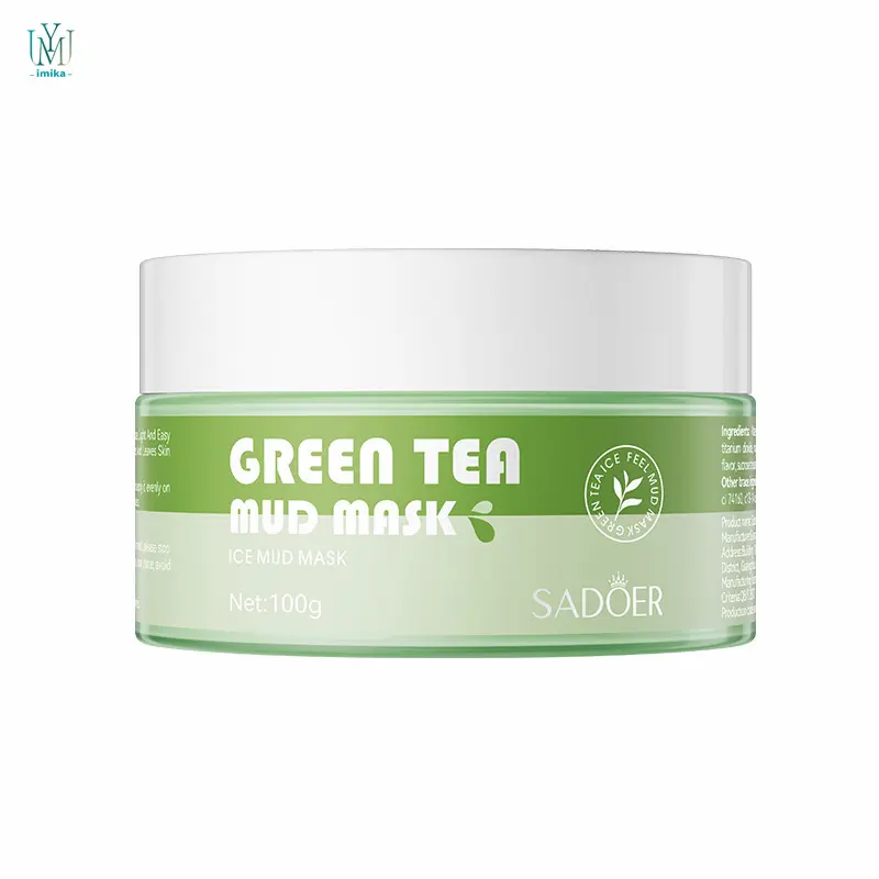Tè verde naturale stringere l'acne maschera all'argilla per il viso maschera all'argilla purificante al fango per la pulizia dello zenzero vegano