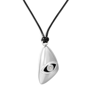 European American Style Triangular Eye Pendant Necklace With White Diamond Stainless Steel Waxed <b>Rope</b> Sweater <b>Chain</b> For Leisure - Product Image 5