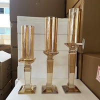 Neues Design Champagner Gold Kristall rohr Kerzenhalter für Hochzeit Herzstück