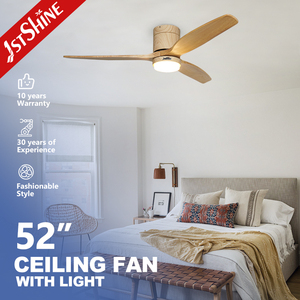 Ventilador de techo 1stshine Aspas de madera maciza Ventilador de techo remoto inteligente de madera de alta velocidad de 52 pulgadas con luz - Product Image 1