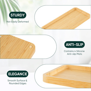 Natural Bamboo Modern <b>Portable</b> Square Serving Tray Vanity Organizer for Bathroom Kitchen Coffee <b>Table</b> Living Room & Desk - Product Image 5