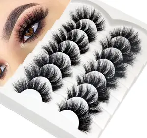 Customized Russia curl lashes Faux Mink Eyelashes Clear Band Lashes Natural Look Wispy Mink Eyelashes Full Strip Lashes Supplier